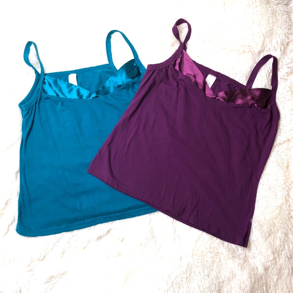 Set of 2 Satin Trim camisole tank tops sz L